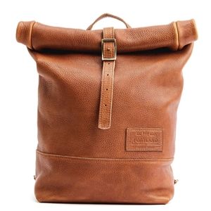 Portland Leather Rolltop Backpack in Sedona